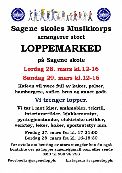 Loppemarked lørdag 28 og Søndag 29 Mars